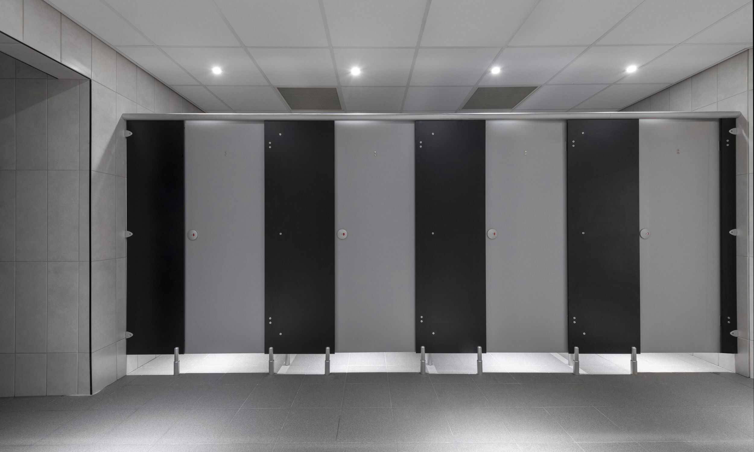 Row of 5 Force cubicles in a sport & leisure setting.