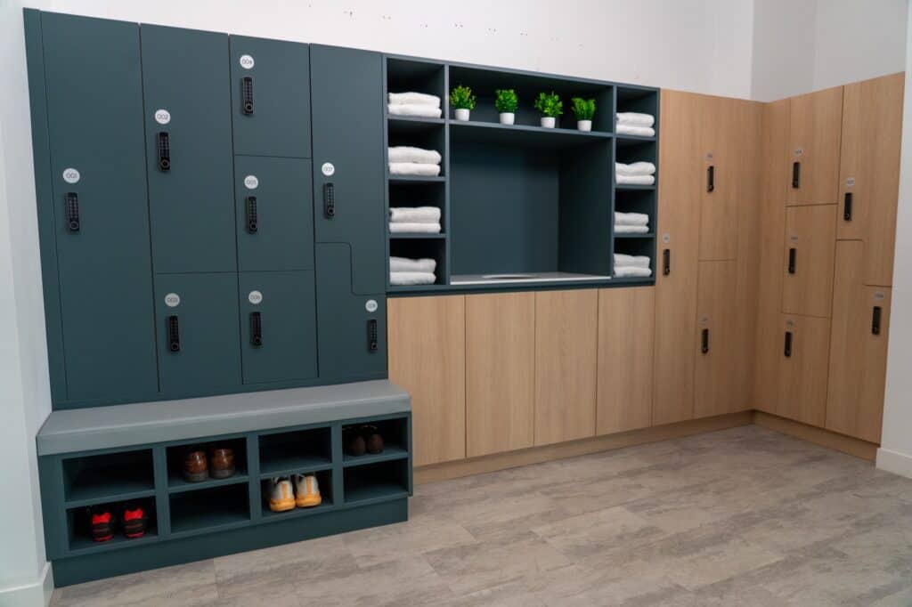 End of Trip Lockers in an office changing room.